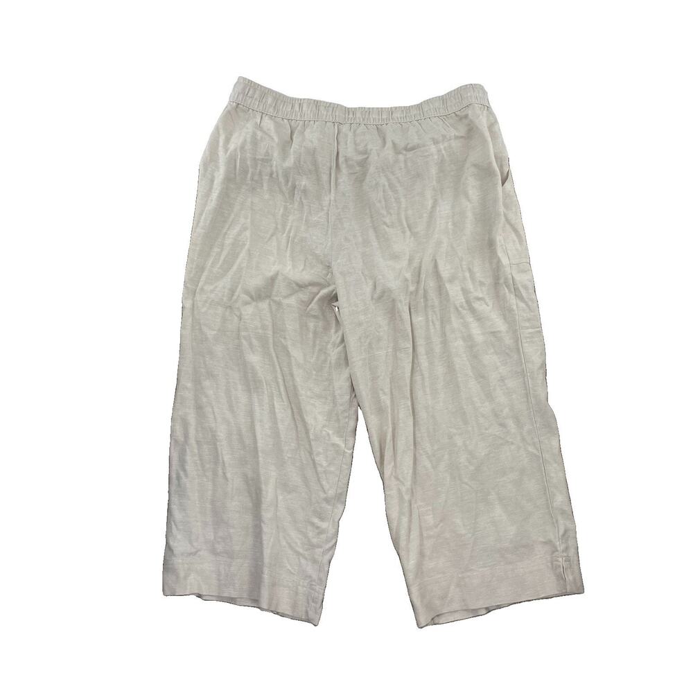 NEW Land N Sea Linen Blend Pants 1X Tan Cropped Women 20 Inseam 66-33